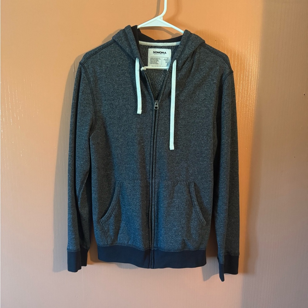 Sonoma Goods for Life Charcoal Full Zip Hoodie Sweatshirt Size Small